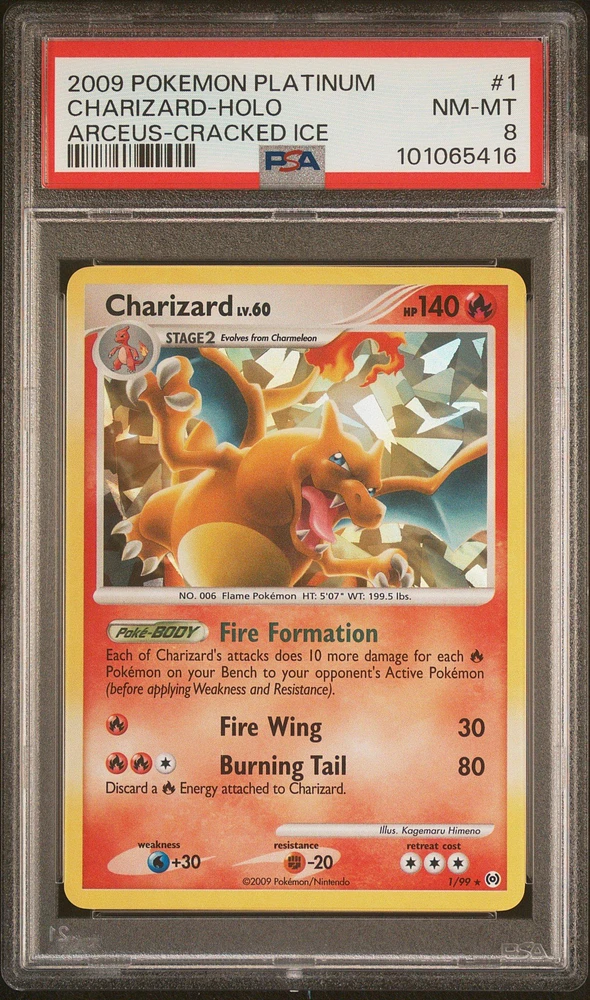 2009 Pokemon Platinum Arceus 1 Charizard-holo Cracked Ice PSA