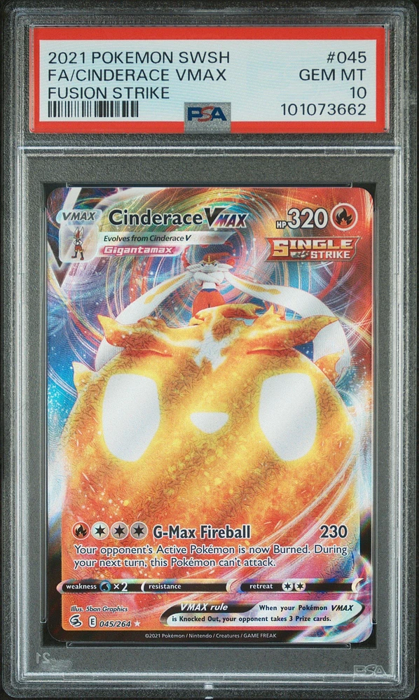 2021 Pokemon Sword & Shield Fusion Strike 045 Full Art/cinderace Vmax PSA