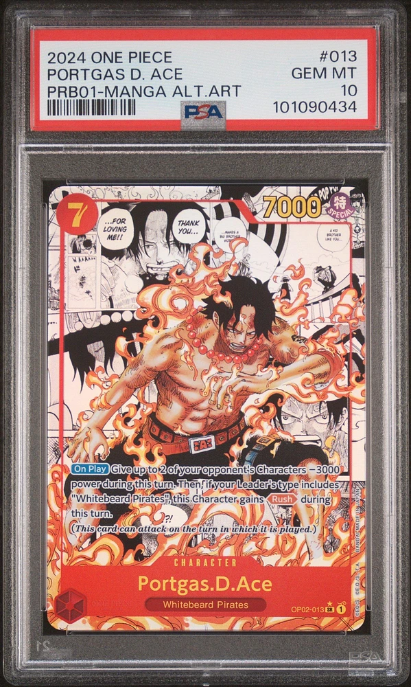 2024 One Piece Premium Booster -one Piece Card The Best- 013 Portgas D. Ace Manga Alternate Art PSA 10