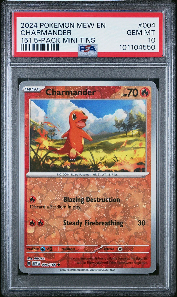 2024 Pokemon Mew En-151 004 Charmander 151 5-pack Mini Tins PSA