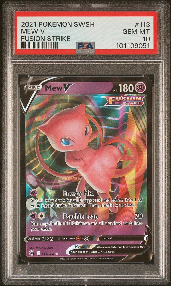 2021 Pokemon Sword & Shield Fusion Strike 113 Mew V PSA