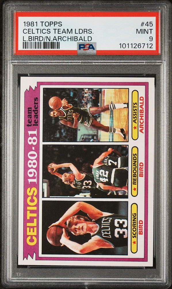 1981 Topps 45 Celtics Team Leaders L.bird/n.archibald PSA 9