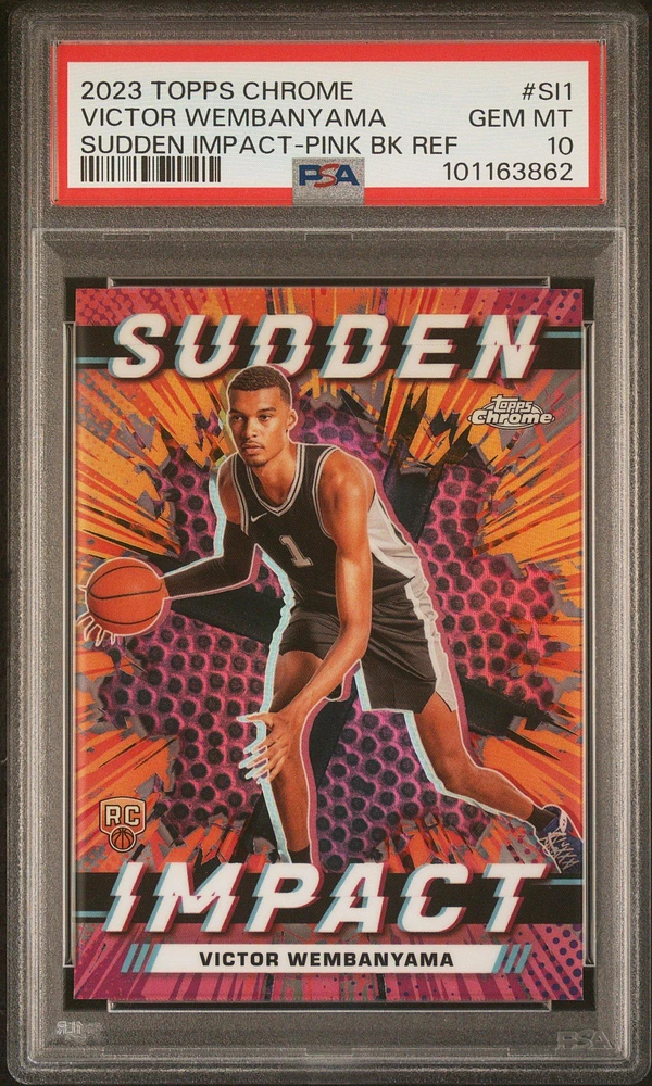 2023 Topps Chrome Sudden Impact Si1 Victor Wembanyama Pink Basketball Refractor PSA 10