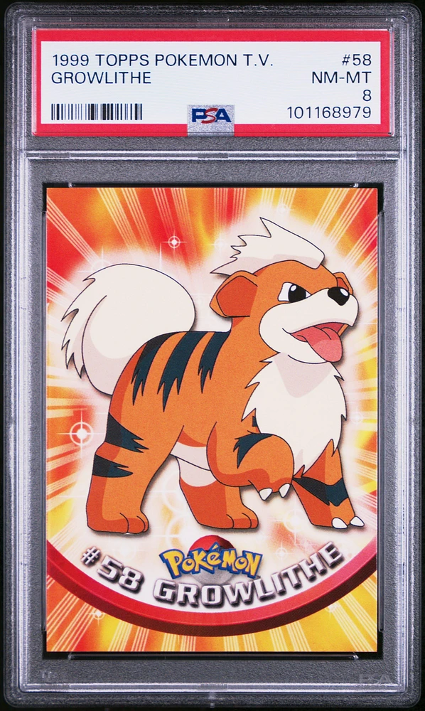 1999 Topps Pokemon Tv 58 Growlithe PSA 8