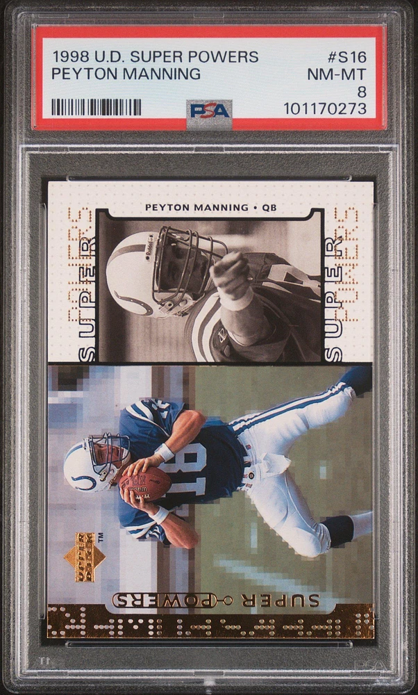 1998 Upper Deck Super Powers S16 Peyton Manning PSA 8