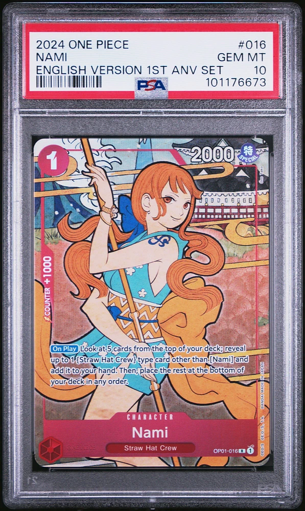 2024 One Piece English Version 1st Anniversary Set 016 Nami PSA 10