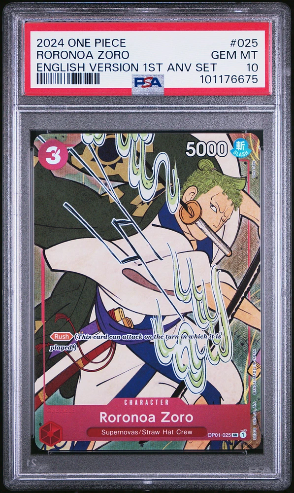 2024 One Piece English Version 1st Anniversary Set 025 Roronoa Zoro PSA 10