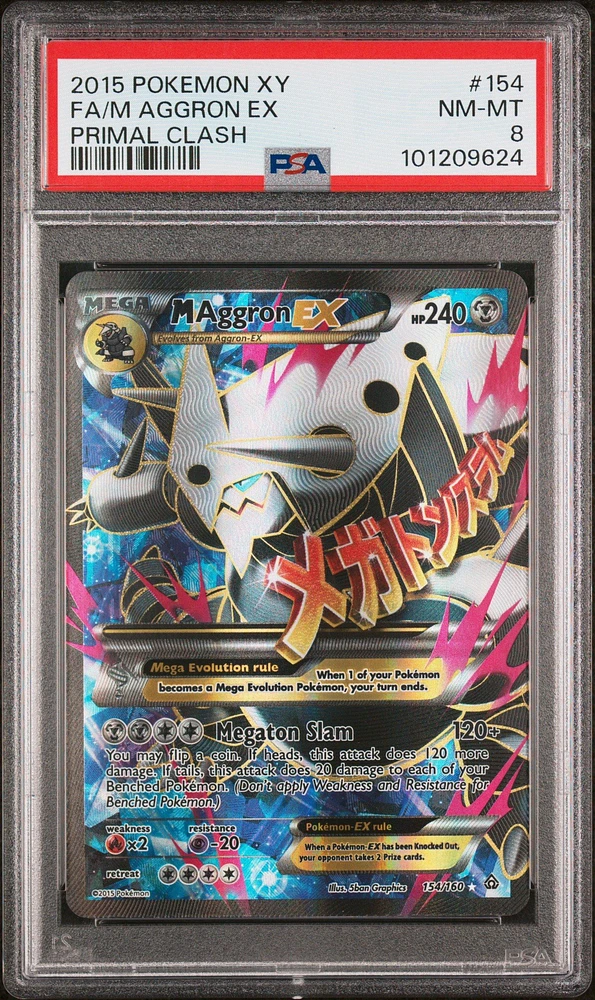 2015 Pokemon Xy Primal Clash 154 Full Art/m Aggron Ex PSA 8