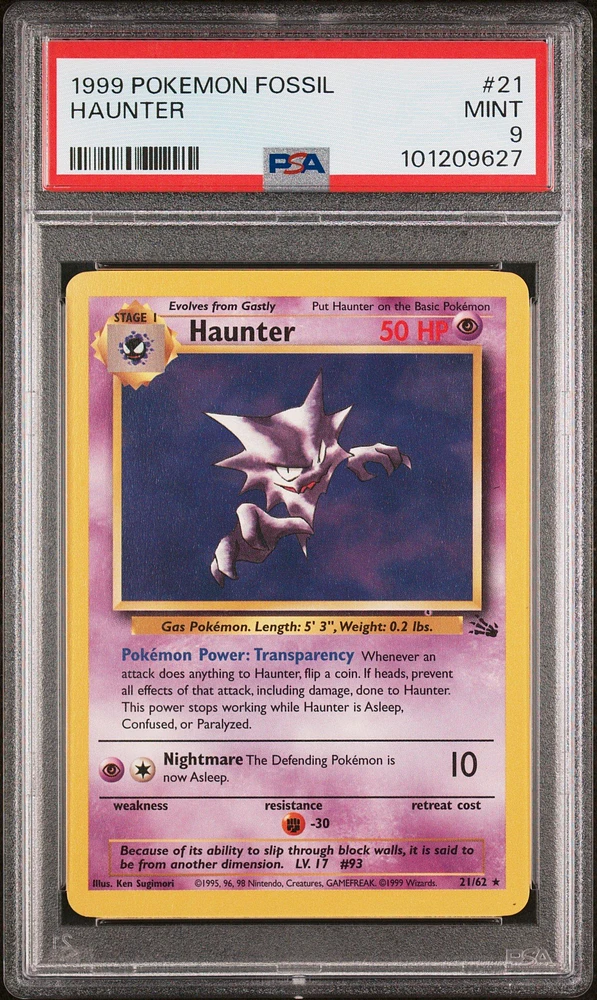 1999 Pokemon Fossil 21 Haunter PSA