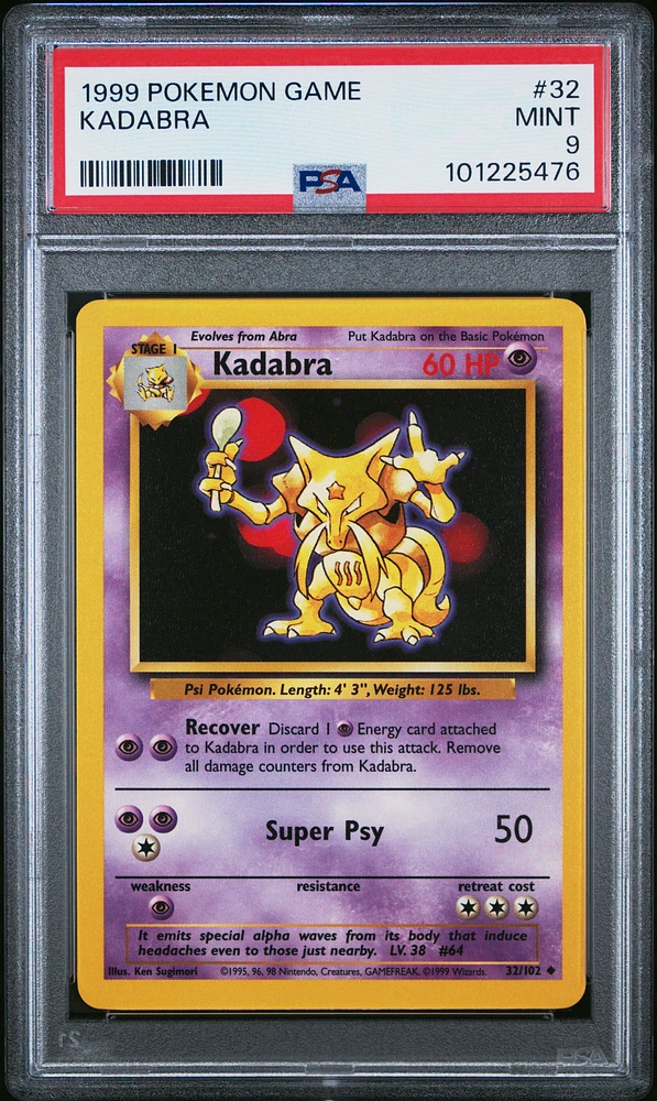 1999 Pokemon Game 32 Kadabra PSA
