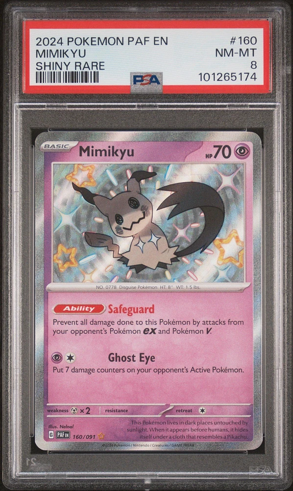 2024 Pokemon Paf En-paldean Fates 160 Mimikyu Shiny Rare PSA