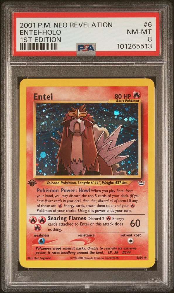 2001 Pokemon Neo Revelation 1st Edition 6 Entei-holo PSA