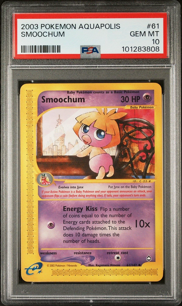 2003 Pokemon Aquapolis 61 Smoochum PSA 10