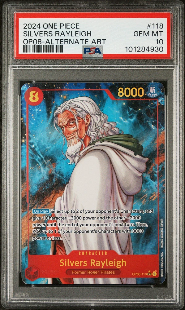 2024 One Piece Two Legends 118 Silvers Rayleigh Alternate Art PSA 10