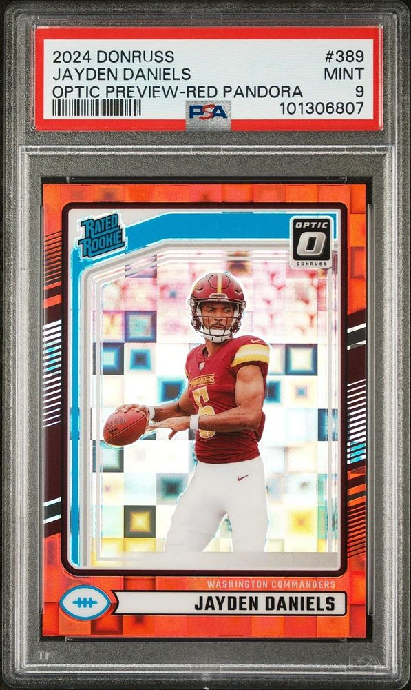 2024 Panini Donruss 389 Jayden Daniels Optic Preview-red Pandora PSA