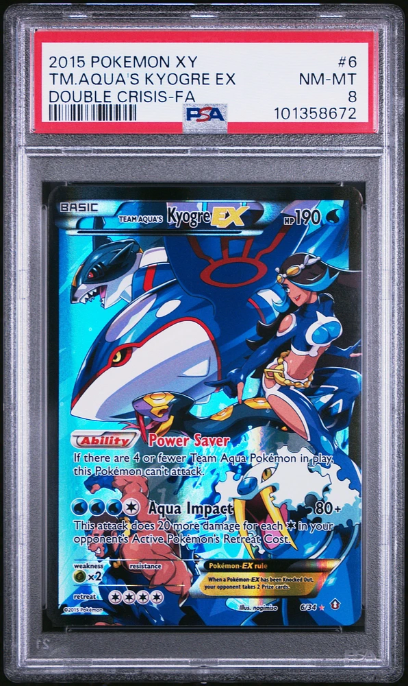 2015 Pokemon Xy Double Crisis 6 Full Art/team Aqua's Kyogre Ex PSA