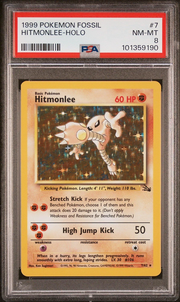 1999 Pokemon Fossil 7 Hitmonlee-holo PSA