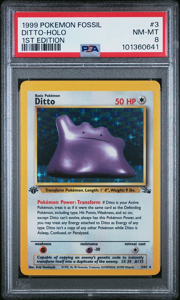 1999 Pokemon Fossil 3 Ditto-holo 1st Edition PSA