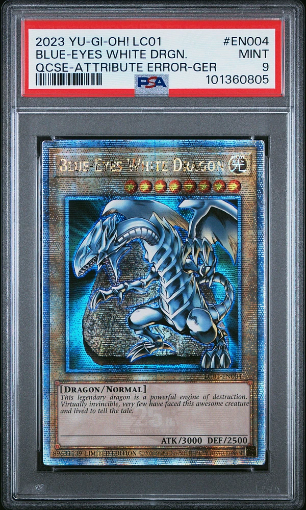 2023 Yu-gi-oh! Lc01-legendary Collection: 25th Anniversary Edition En004 Blue-eyes White Dragon Quarter Century Secret Rare-attribute Error-german PSA