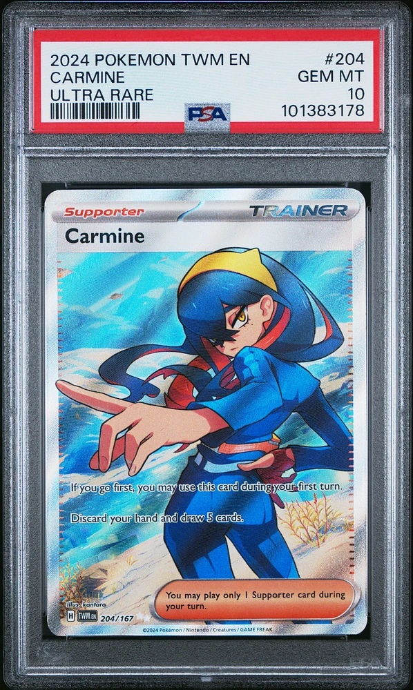 2024 Pokemon Twm En-twilight Masquerade 204 Carmine Ultra Rare PSA