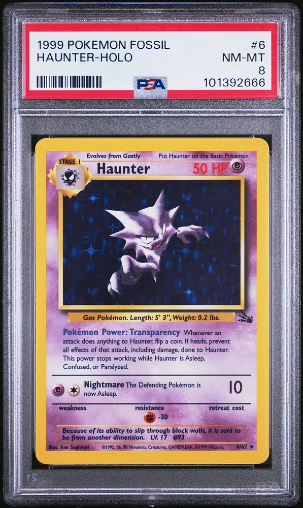 1999 Pokemon Fossil 6 Haunter-holo PSA