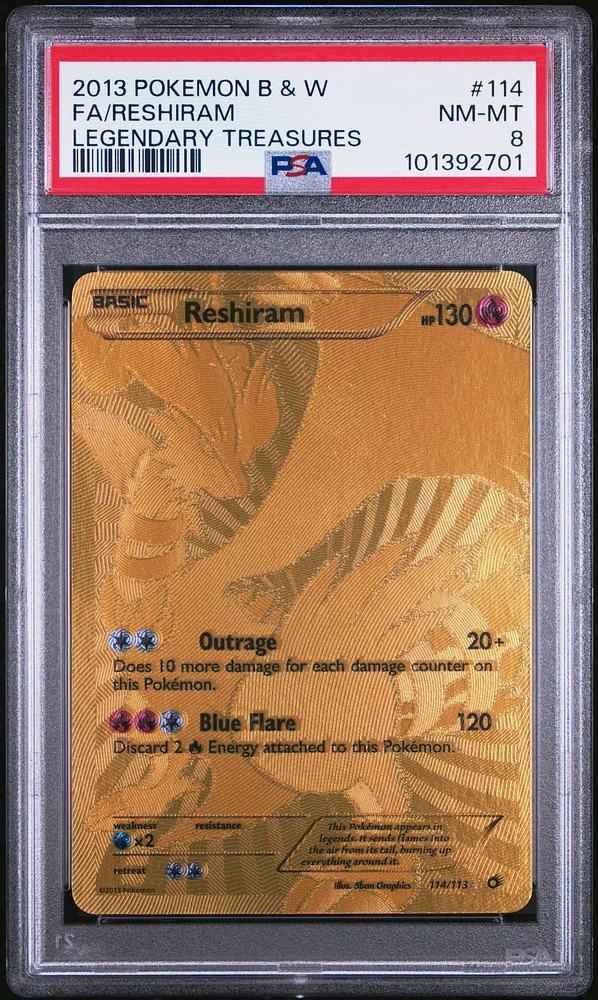 2013 Pokemon Black & White Legendary Treasures 114 Full Art/reshiram PSA