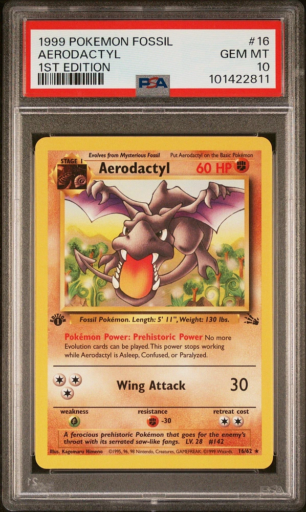 1999 Pokemon Fossil 16 Aerodactyl 1st Edition PSA
