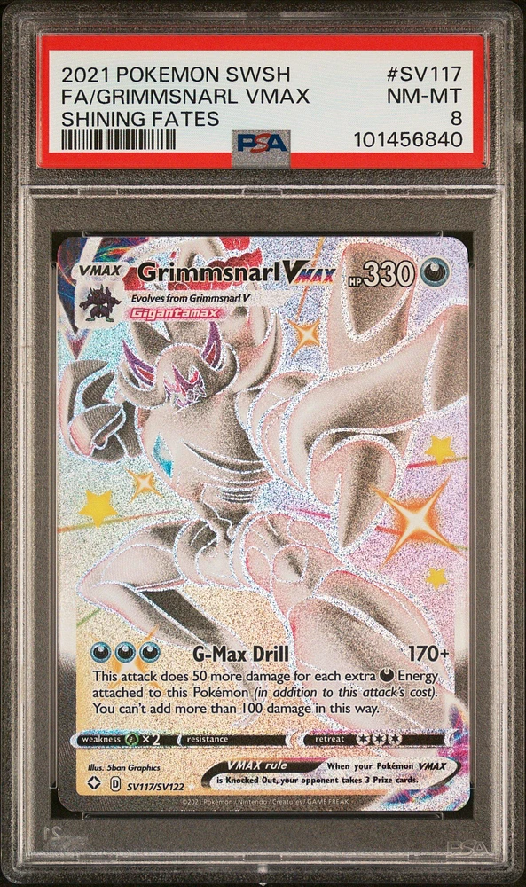 2021 Pokemon Sword & Shield Shining Fates Sv117 Full Art/grimmsnarl Vmax PSA