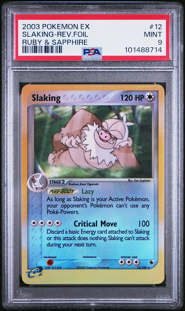 2003 Pokemon Ex Ruby & Sapphire 12 Slaking-reverse Foil PSA 9