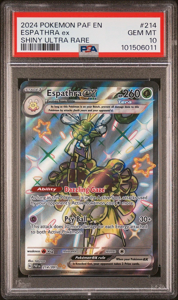 2024 Pokemon Paf En-paldean Fates 214 Espathra Ex Shiny Ultra Rare PSA
