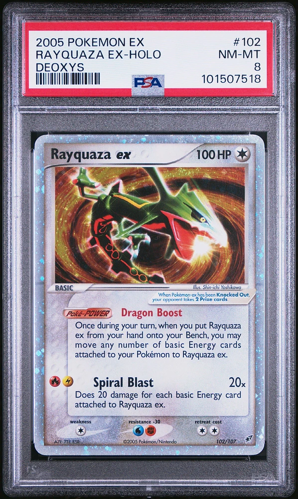 2005 Pokemon Ex Deoxys 102 Rayquaza Ex-holo PSA 8