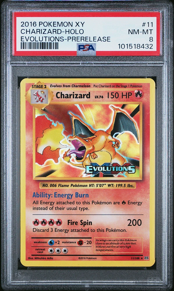 2016 Pokemon Xy Evolutions 11 Charizard-holo Prerelease PSA