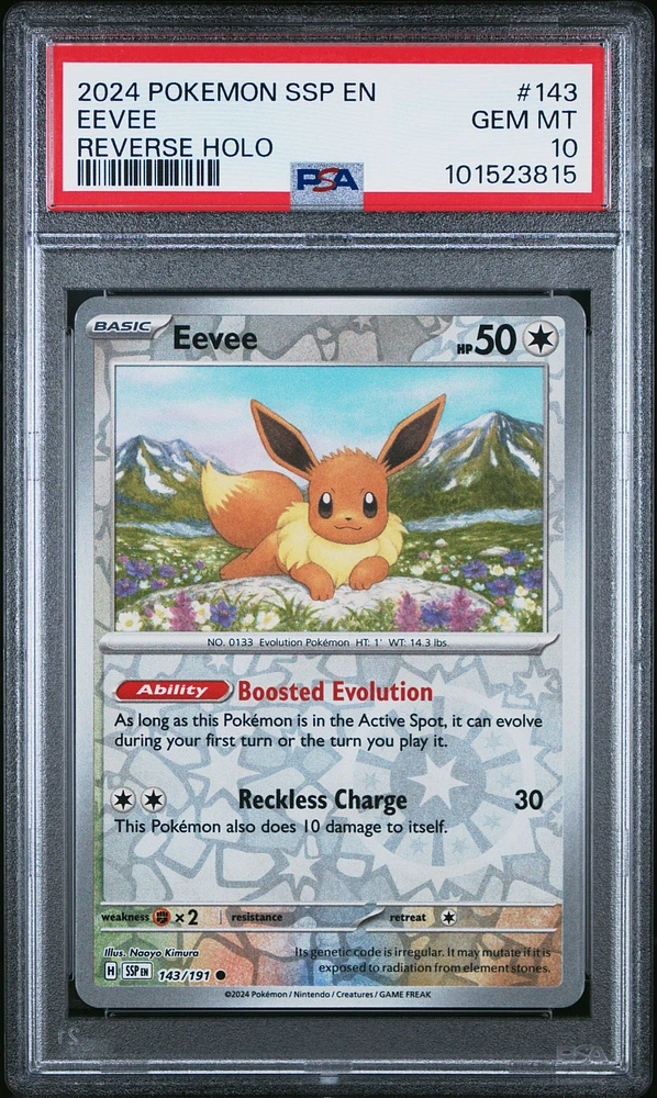 2024 Pokemon Ssp En-surging Sparks 143 Eevee Reverse Holo PSA