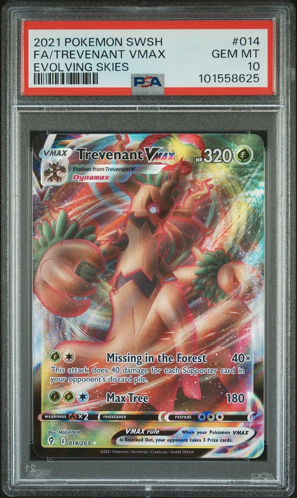 2021 Pokemon Sword & Shield Evolving Skies 014 Full Art/trevenant Vmax PSA 10