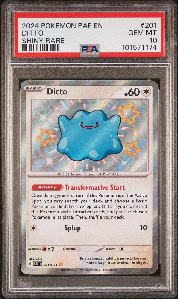 2024 Pokemon Paf En-paldean Fates 201 Ditto Shiny Rare PSA