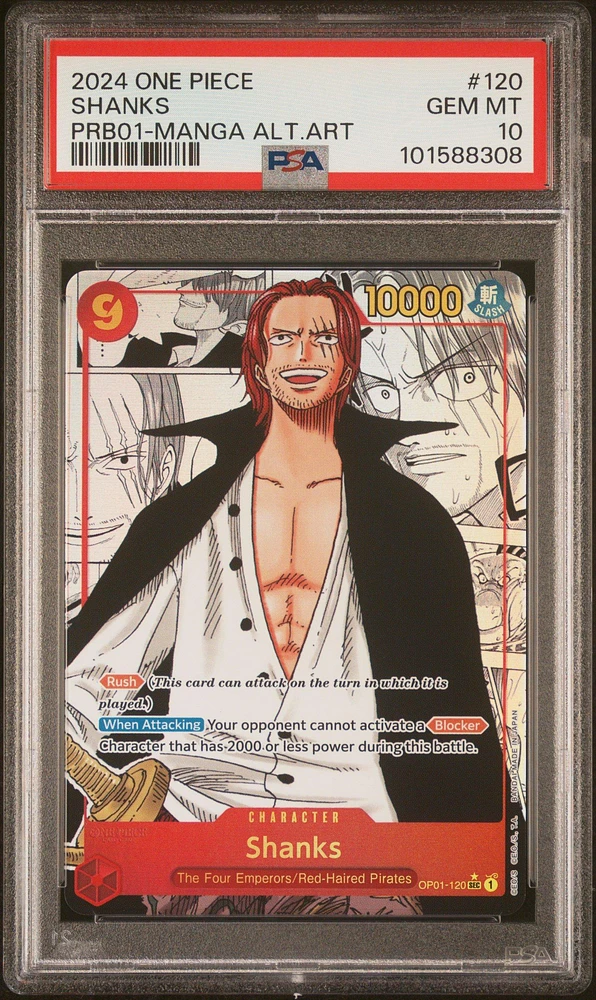 2024 One Piece Premium Booster -one Piece Card The Best- 120 Shanks Manga Alternate Art PSA 10
