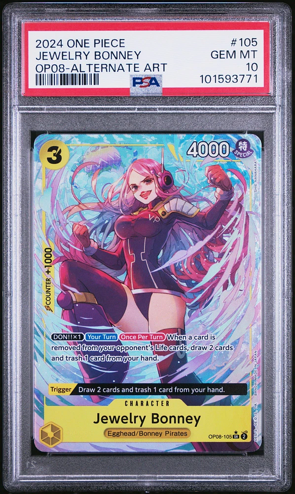 2024 One Piece Two Legends 105 Jewelry Bonney Alternate Art PSA 10