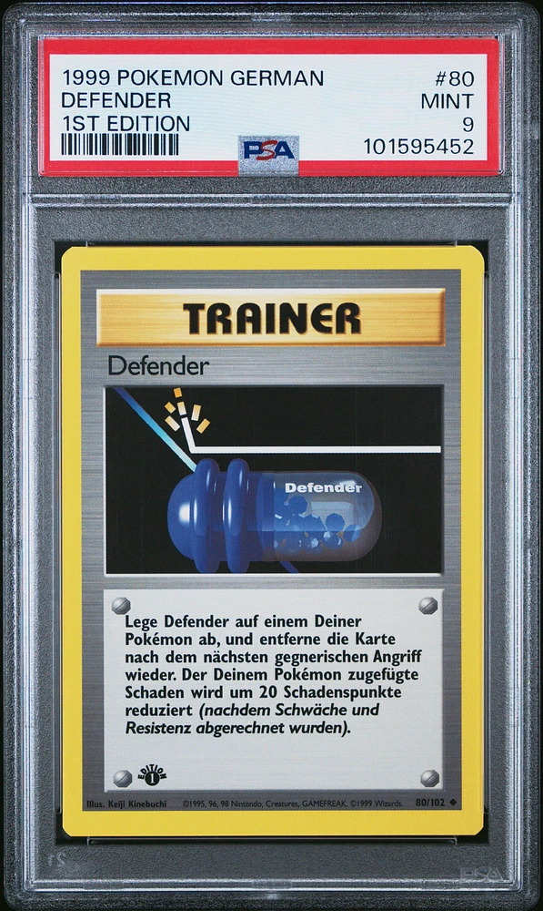1999 Pokemon German 80 Defender 1st Edition PSA