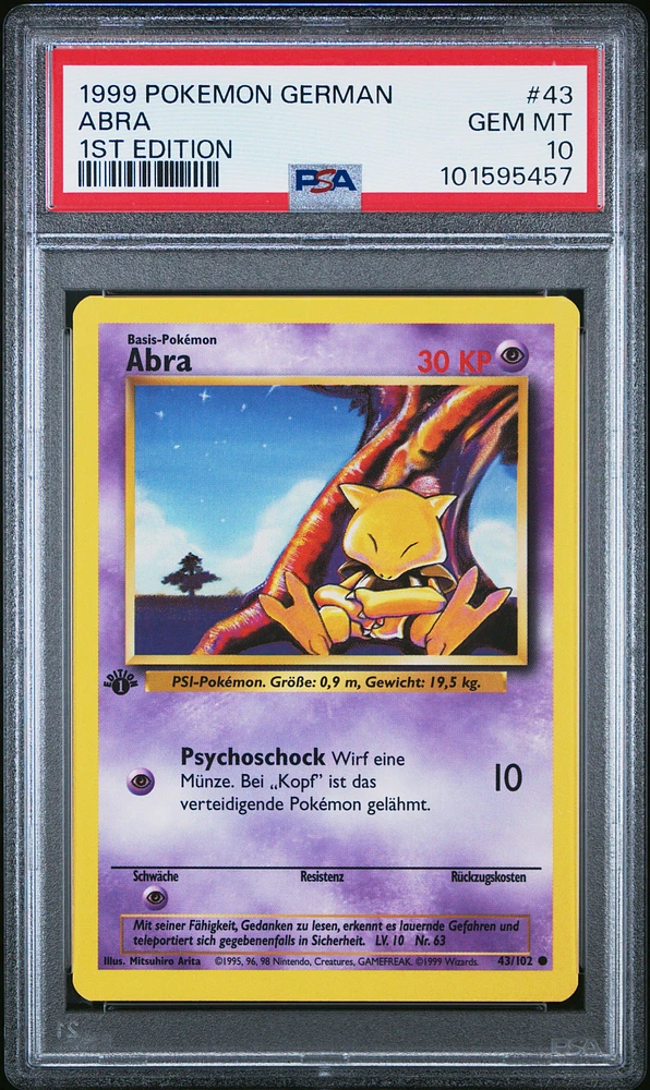 1999 Pokemon German 43 Abra 1st Edition PSA