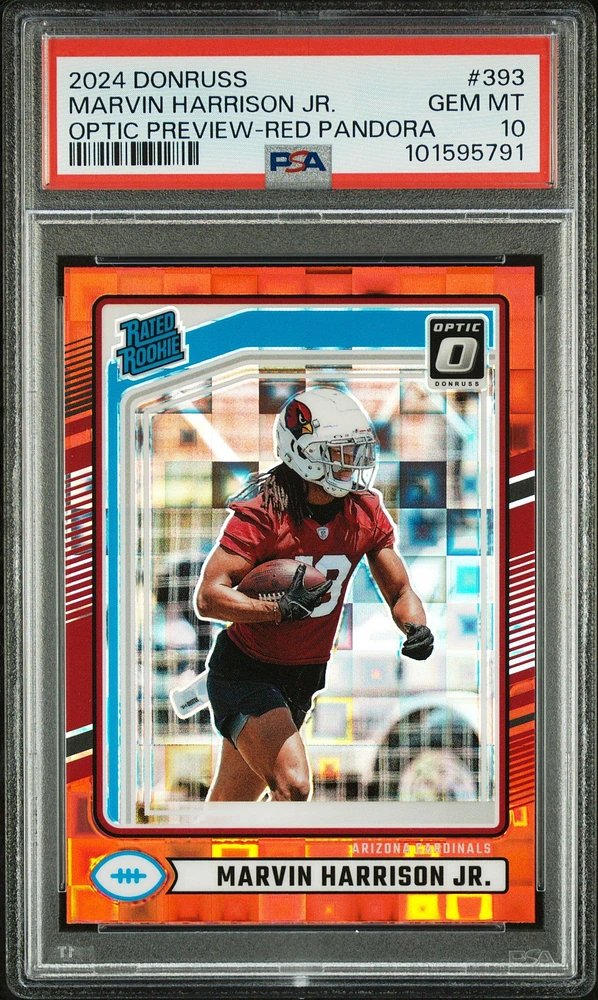 2024 Panini Donruss 393 Marvin Harrison Jr. Optic Preview-red Pandora PSA 10