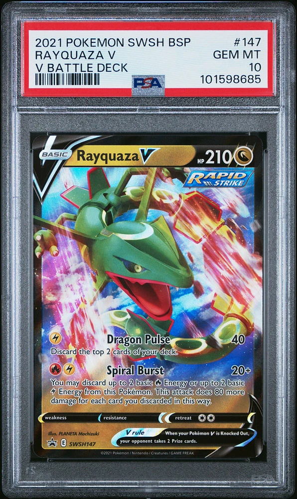 2021 Pokemon Swsh Black Star Promo 147 Rayquaza V V Battle Deck PSA 10