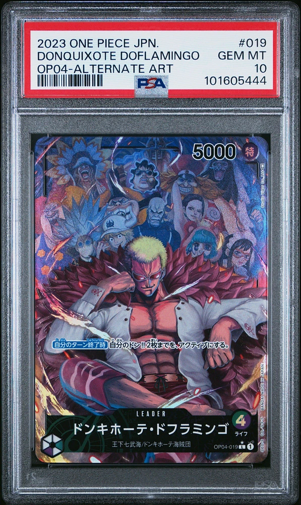 2023 One Piece Japanese Op04-kingdoms Of Intrigue 019 Donquixote Doflamingo Alternate Art PSA 10