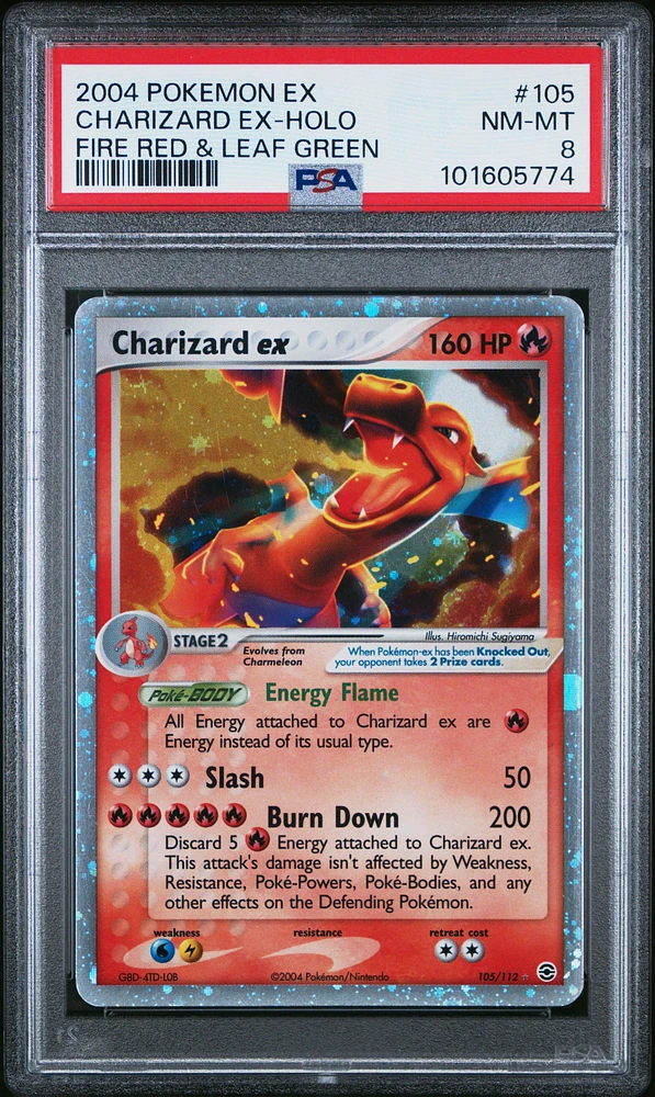 2004 Pokemon Ex Fire Red & Leaf Green 105 Charizard Ex-holo PSA 8