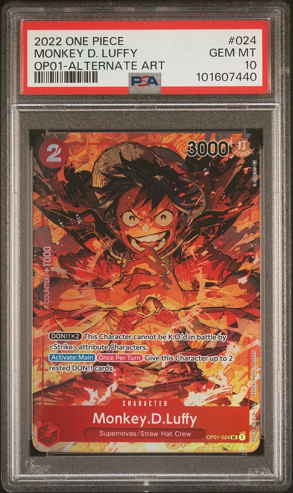 2022 One Piece Op01-romance Dawn Monkey D. Luffy Alternate Art PSA 10