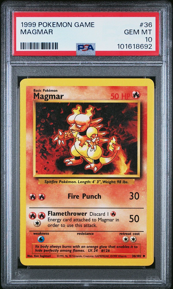 1999 Pokemon Game 36 Magmar PSA