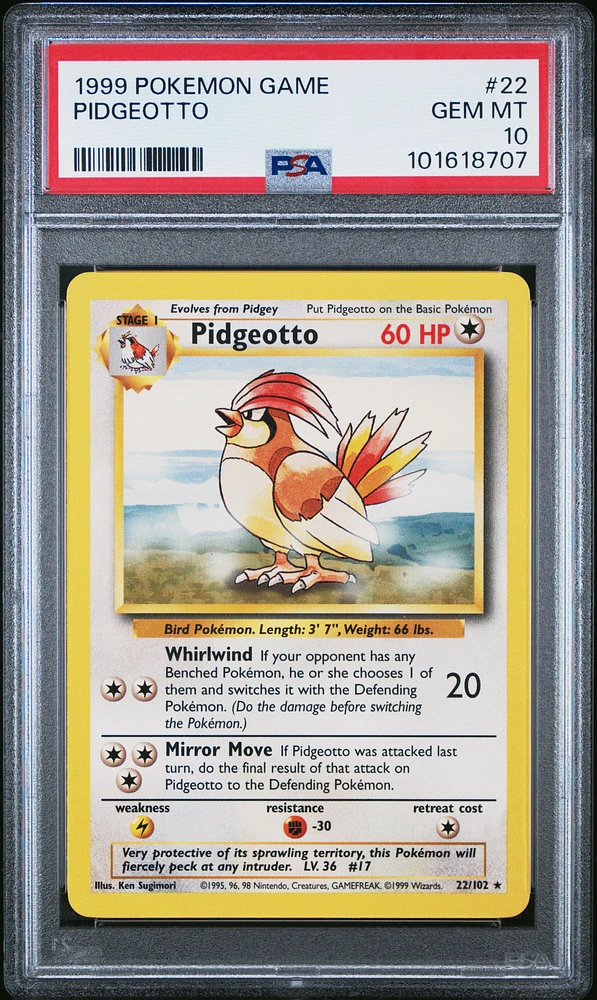 1999 Pokemon Game 22 Pidgeotto PSA