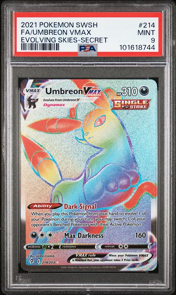 2021 Pokemon Sword & Shield Evolving Skies Full Art/umbreon Vmax Secret PSA