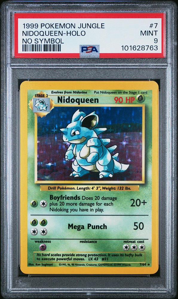 1999 Pokemon Jungle 7 Nidoqueen-holo No Symbol PSA