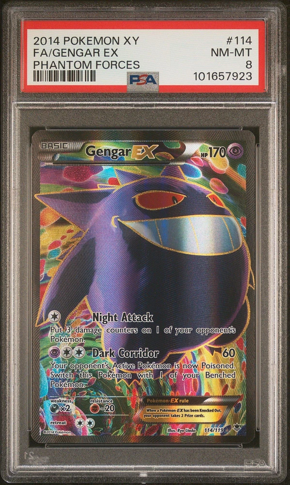 2014 Pokemon Xy Phantom Forces 114 Full Art/gengar Ex PSA