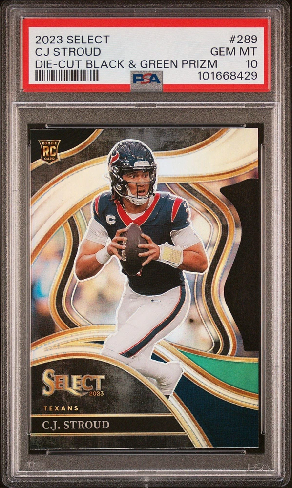 2023 Panini Select 289 Cj Stroud Die-cut Black & Green Prizm PSA 10